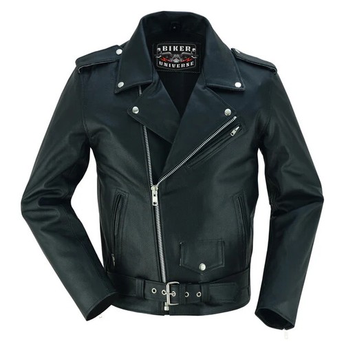 Chaqueta de cuero para hombre Chaqueta de moto de cuero de vaca real 2 bolsillos ocultos - Imagen 3 de 7