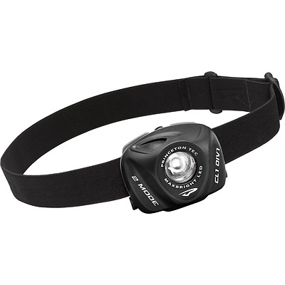 Princeton Tec EOS II, schwarz - Industrieausführung mit Stirn- und Gummiband