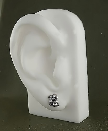 Squirrel Earrings Sterling Silver Posts Studs Tiny Mini - Picture 2 of 4