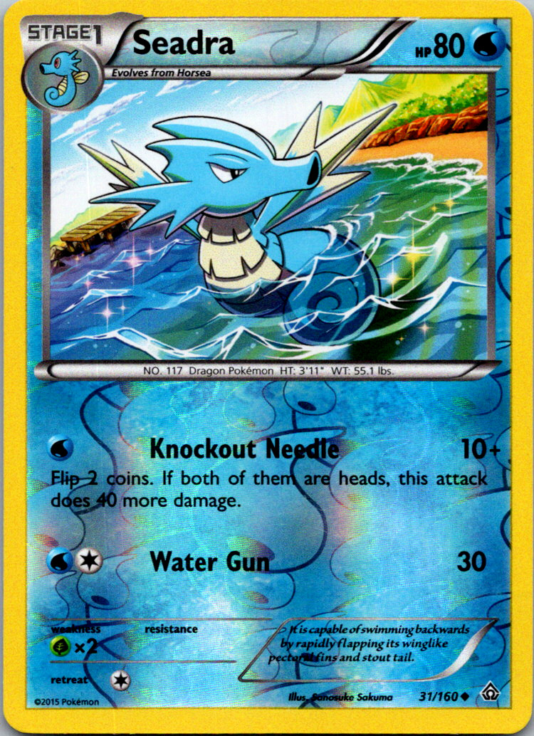 Seadra #31/160 XY Primal Clash Pokemon Reverse Holo Uncommon Card Near Mint