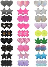Pasties Rave Pack, 27 Pairs Multicolor Nipple Covers Glitter Pasty...