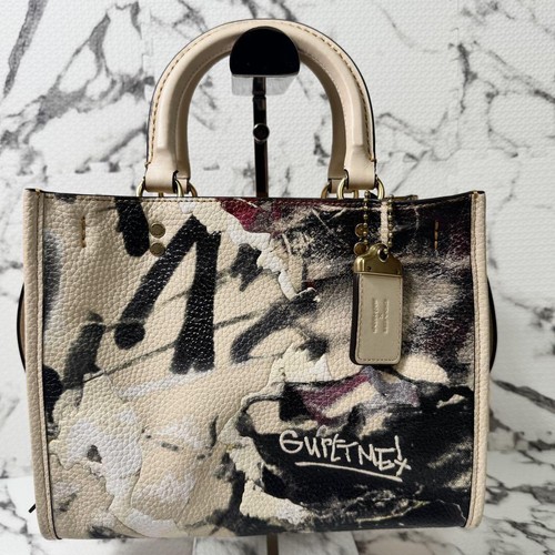 COACH X Mint+Serf Rogue 25 Brass/Ivory Multi Graffiti Satchel Crossbody CD704 - Picture 3 of 13
