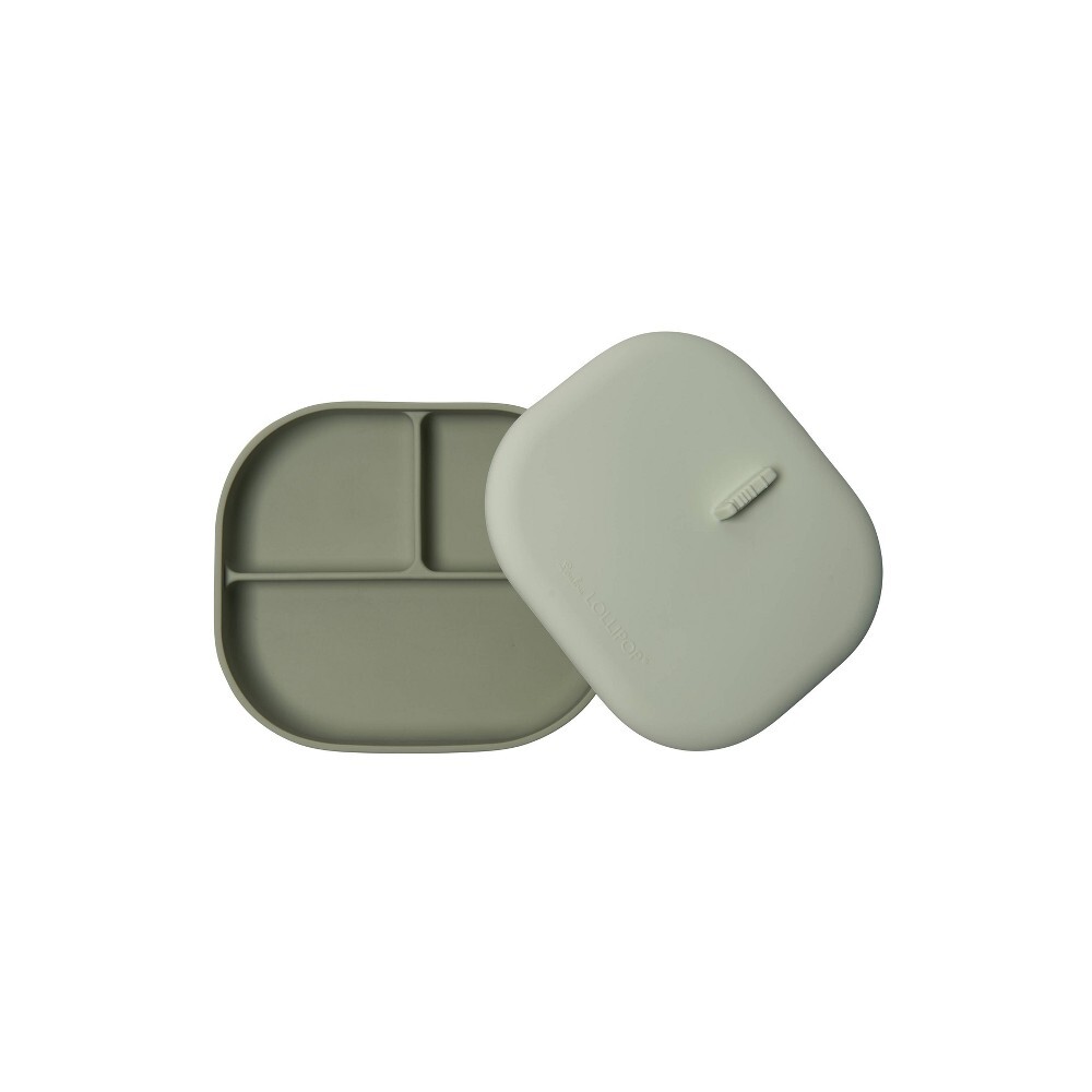 Loulou Lollipop Divided Plate with Lid - Sage - 2ct
