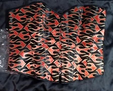 Black Bustier Corset With Red Flames