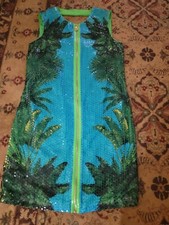 2011 VERSACE for H&M Palm Tree Print Sequin Dress Alligator Back - US 6