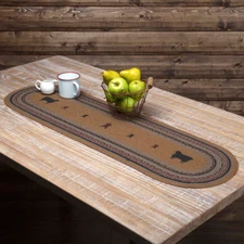 HERITAGE FARMS SHEEP JUTE OVAL RUNNER 13x48 Country Primitive Brown Grey