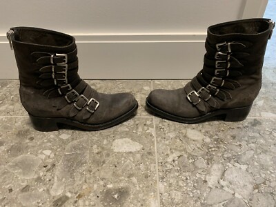 Rocco P.  Block Heel Ankle Zip Up Boots Size:7.5 US / 37.5 Italy Color:Grey