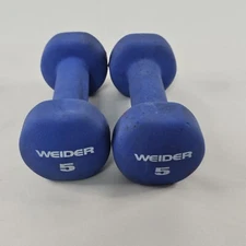 Weider Hex Neoprene 5 lb Pound Set Pair Of 2 Blue Dumbbells Weights Please Read 