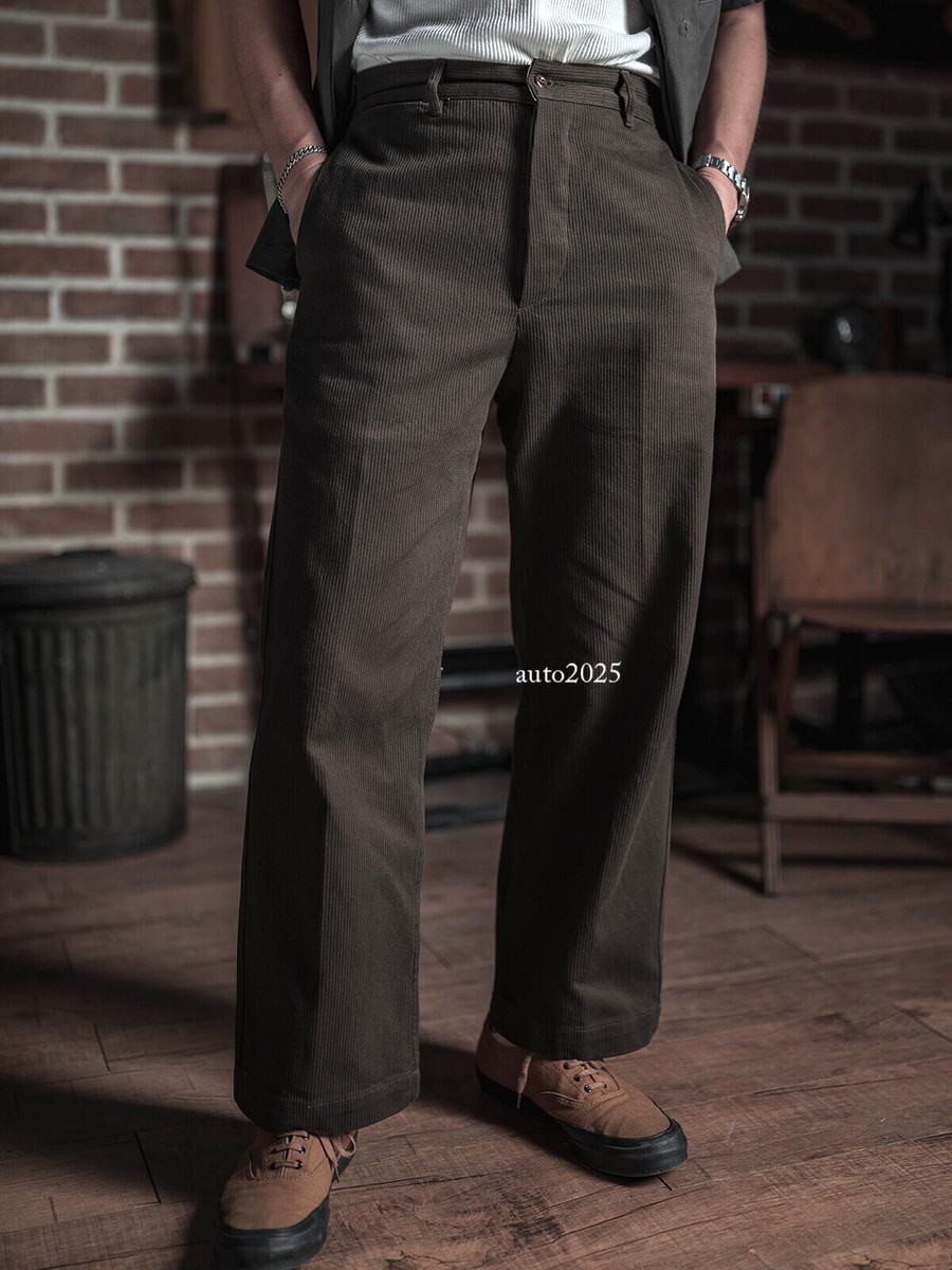 Bronson Bedford Cord Casual Slacks Men Vintage Inspired Corduroy