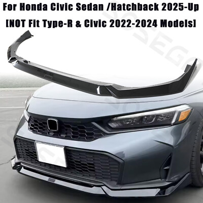For Honda Civic Sedan Hatchback 2025-Up Yofer 3Pcs Front Bumper Lip Splitter Kit