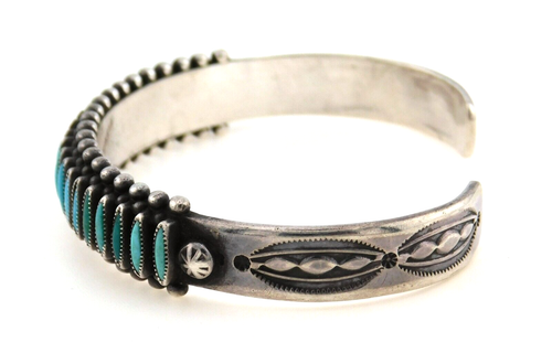 Bracciale Nativi Americani Argento Sterling 925 Turchese Punta Ago - Foto 4 di 15