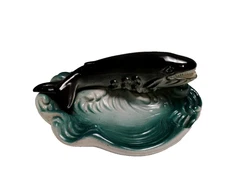 Vintage Mid Century Ceramic Whale Fish Ashtray 7x5