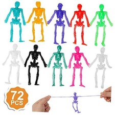 72 Pack Stretchy Skeletons Stretchy Toys Bulk Set, Random 10 Glitter Color