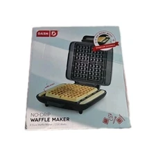 Dash No Drip Waffle Maker Non-Stick Easy Clean Model DNMWM400G7 Graphite NOB