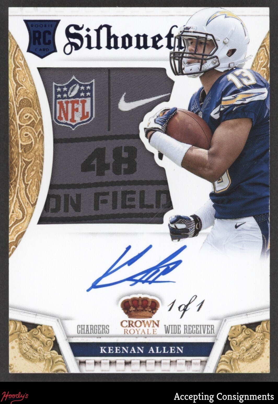 Keenan Allen Panini Crown Royale #217 Jersey Autograph-Blue