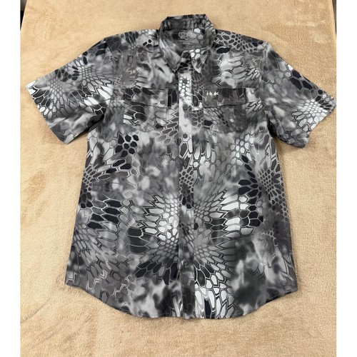 Huk Kryptek Phenom Shirt mens size M Camo Pattern short sleeve fishing EUC