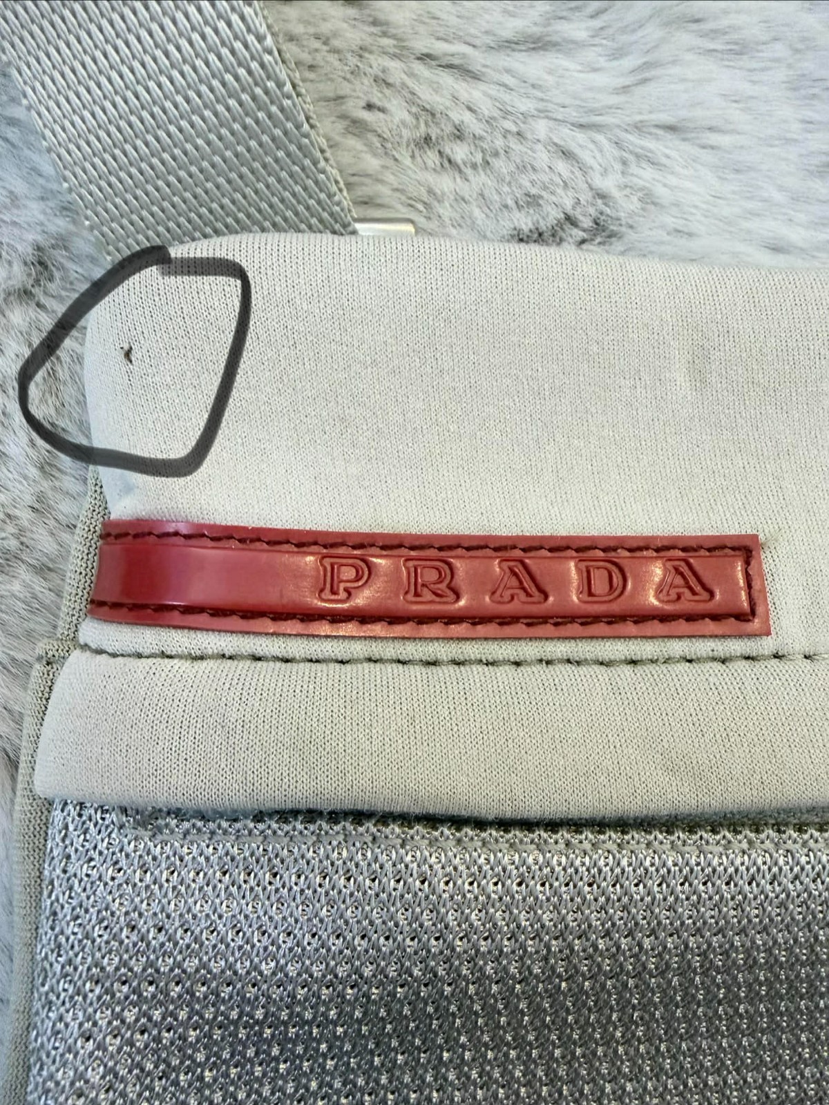 Prada Sport Linea Rossa Silver Mesh Crossbody Messenger Bag Vintage Y2K Red Logo image 3