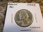 1943 WASHINGTON SILVER QUARTER CHOICE AU       47