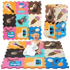Puzzle Mat &ndash; 9-Piece Baby Play Mat with Musical Instruments Design (90x90 cm)