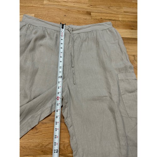 FLAX Linen Blend Cargo Pants Beige Cropped Wide Leg Drawstring Women's Size 1G - Bild 8 von 11