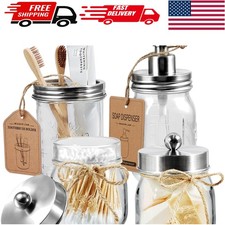 Luxury Rustic Mason Jar Bathroom Accessories Set - Functional Beautiful Design