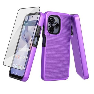  for BLU View Speed Ultra B1660V Phone Case, with Screen Protector, Dual Purple