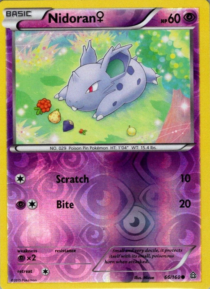 Nidoran (F) - Reverse Holo - Pokemon Card  - Primal Clash - 66/160