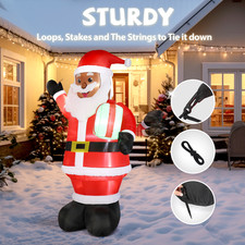 7FT Black Santa Claus Christmas Inflatable Blow Up Yard Decor LED Lights Outdoor