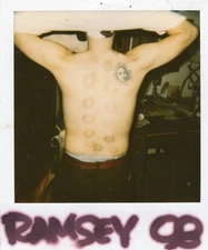 VINTAGE POLAROID PHOTO SHIRTLESS MAN BACK TATTOO CUPPING MARKS BEEFCAKE GAY INT