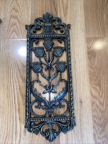 4-Vintage MCM Boho Dart Homco 7368 Ornate Floral Wall Plaques Black Gold - Picture 3 of 16