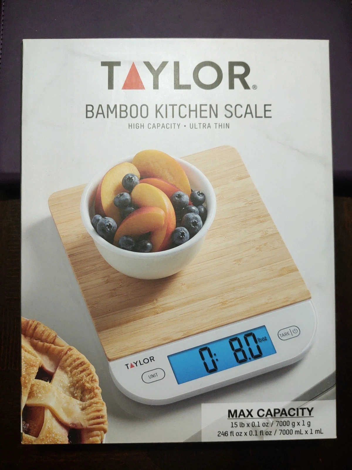 NWT Taylor Digital Bamboo Kitchen Scale High Capacity Ultra Thin Eco Friendly