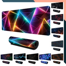 Large Gaming Mouse Pad Red Blue Gradient Non Slip XXL Desk Mat Sewn Edges