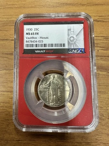 1930 25C Standing Liberty NGC MS65 FH Red Core