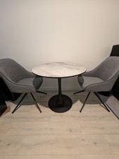 Furniturebox 2 Seater  80cm Round Dining Table & 2 Chairs In Grey Material