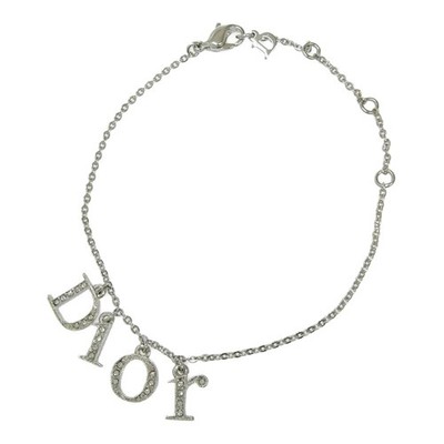 Christian Dior Metall/Strass Dior Logo Armband für Damen Silber 525721 b...