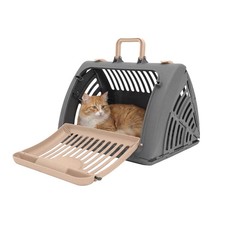 SportPet LARGE 18.5"L x 14.3"W x 15.3"H, Large Carrier w/ Bed (Tan & Gray)