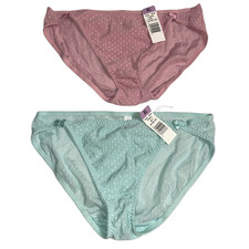 Playtex Thank Goodness It Fits Sheer XL Y2K Hi-Cut Bikini Panty Underwear Lot 2