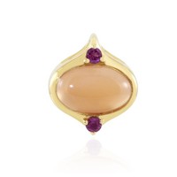Cavill Pfirsich Mondstein AnhäNger 1,8Ct Oval 925 Silber Vergoldet Damen