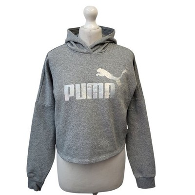 Puma Cropped Sweatshirt Hoodie Grau Sport UK Mädchen Alter 13-14 Jahre L256