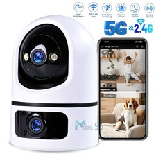 Wifi Security Camera Indoor, Dual-Lens 360  Pan-Tilt Baby Monitor 2-Way Audio