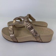 Vionic Ellie Metallic Gold Snake Print Sandals Womens Sz 8