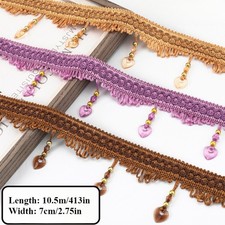 10.5M Curtain Tassel Trim Braided Hanging Beads Fringe Ribbon tassel Sewing 7CM