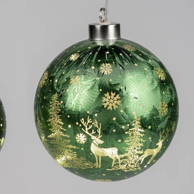 Bola decorativa LED ESCARCHADO INVIERNO ciervo verde para colgar 12 cm Formano W25