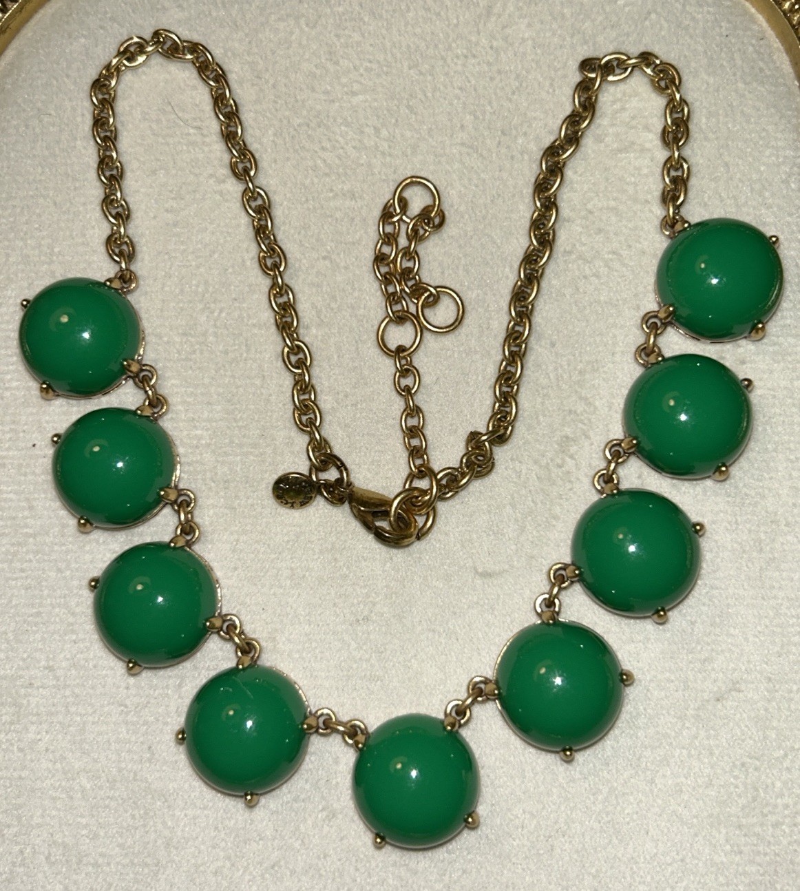 J. Crew Signed Green Bubble Statement Necklace Go… - image 3