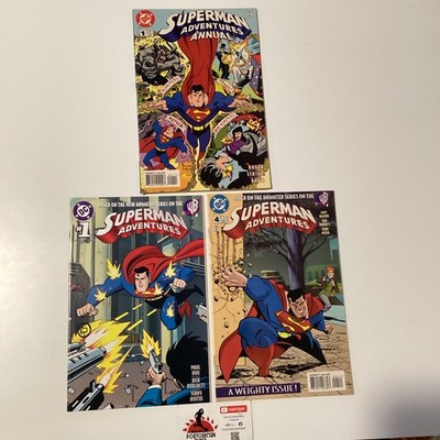1996 SUPERMAN ADVENTURES #1 4 & ANNUAL #1 MID HIGH GRADE WB DC COMICS LOT OF 3