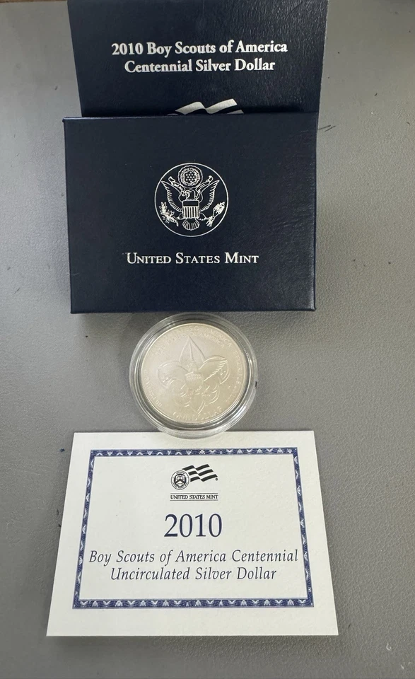 2010-P  Boy Scouts of America Centennial  Uncirculated Silver $1 in OGP w/COA - Image 4 of 4
