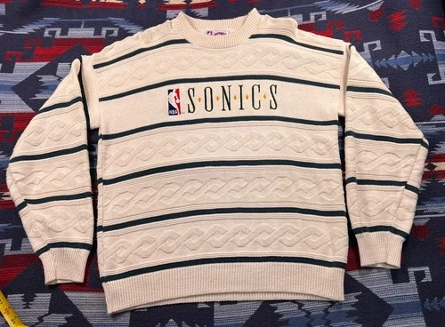 Seattle Supersonics Sweater Sweatshirt Nutmeg NBA Sonics Vtg 90s USA Men’s Large
