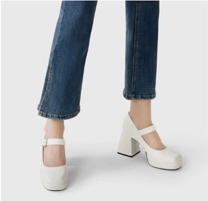 NWOTD Dream Pair 8.5 Mary Jane Platform Heels Shoes White 126184 - Image 2 of 4