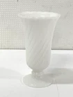 Vintage E.O. Brody Co Pedestal Footed Milk Glass Swirl 9" Vase