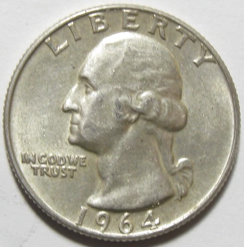 1964-D Washington Quarter - 90% Silver - About Uncirculated -  #11305-149
